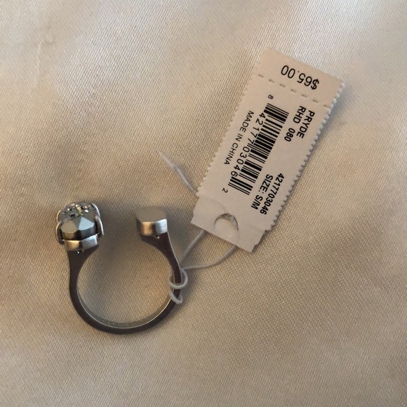Kendra Scott Pryde Silver Tone Open Ring With Platinum Drusy Stone Size S/M NWT - Picture 6 of 11